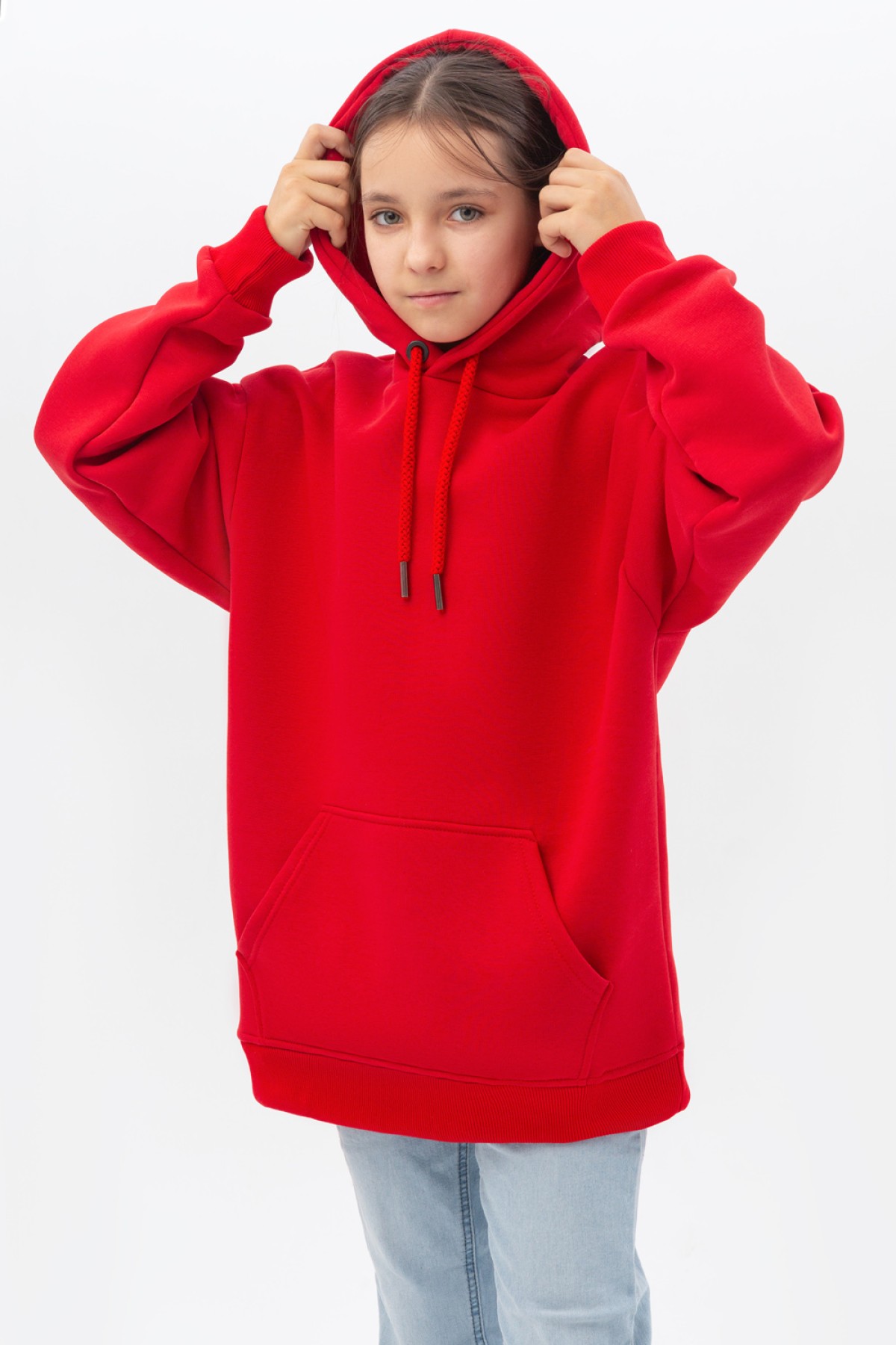 Подростковое худи Oversize UNISEX красное — фото 2